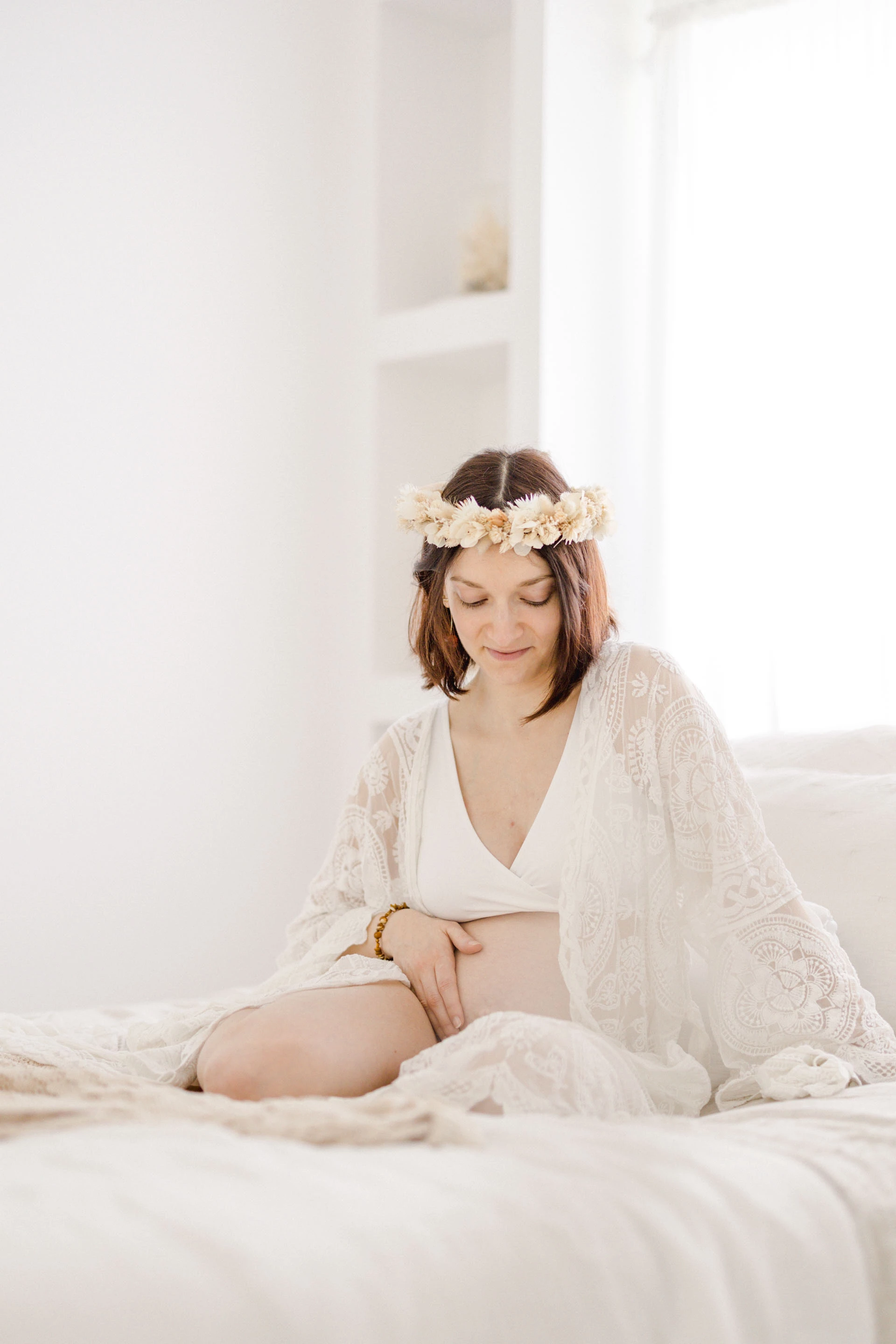 rose cheveux longs dentelle marron gris