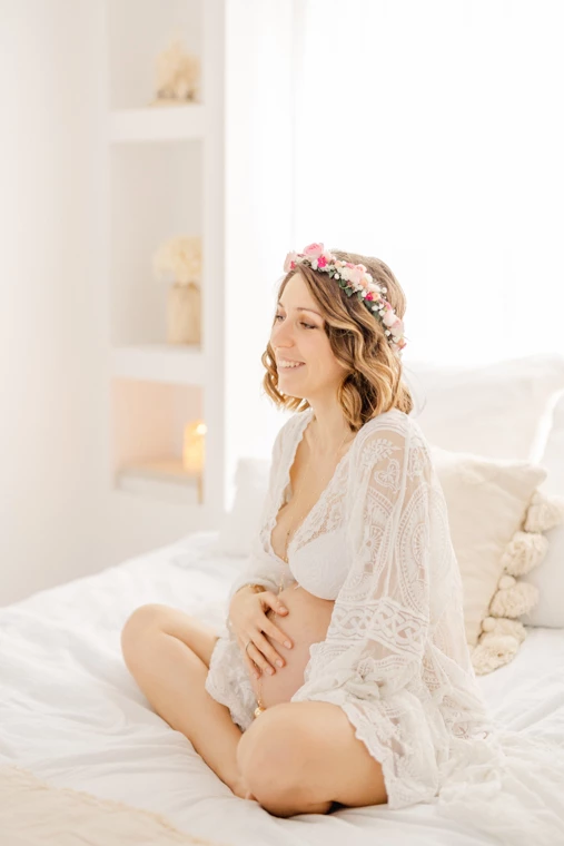 rose robe cheveux longs bonheur dentelle