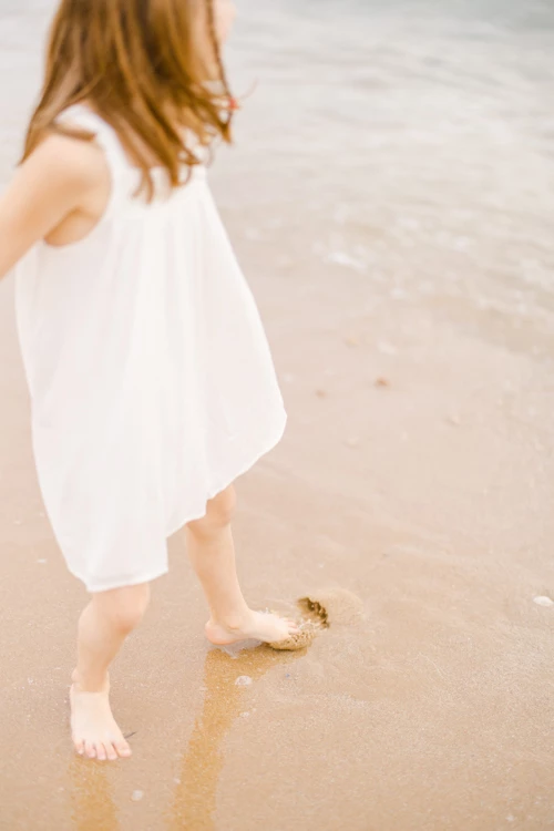 plage robe enfant marron rose
